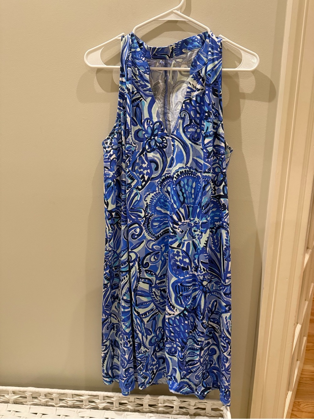 Lilly Pulitzer Emile Dress Iris Blue Zanzibar Zoo Sleeveless Pima Cotton Size XL